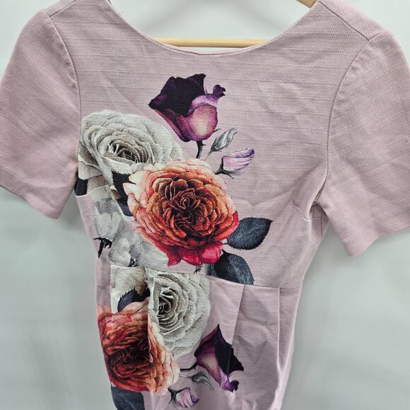 Asos Light Pink Floral Textured Back V-Neck Midi Dress Size 4 - Picture 2 of 15